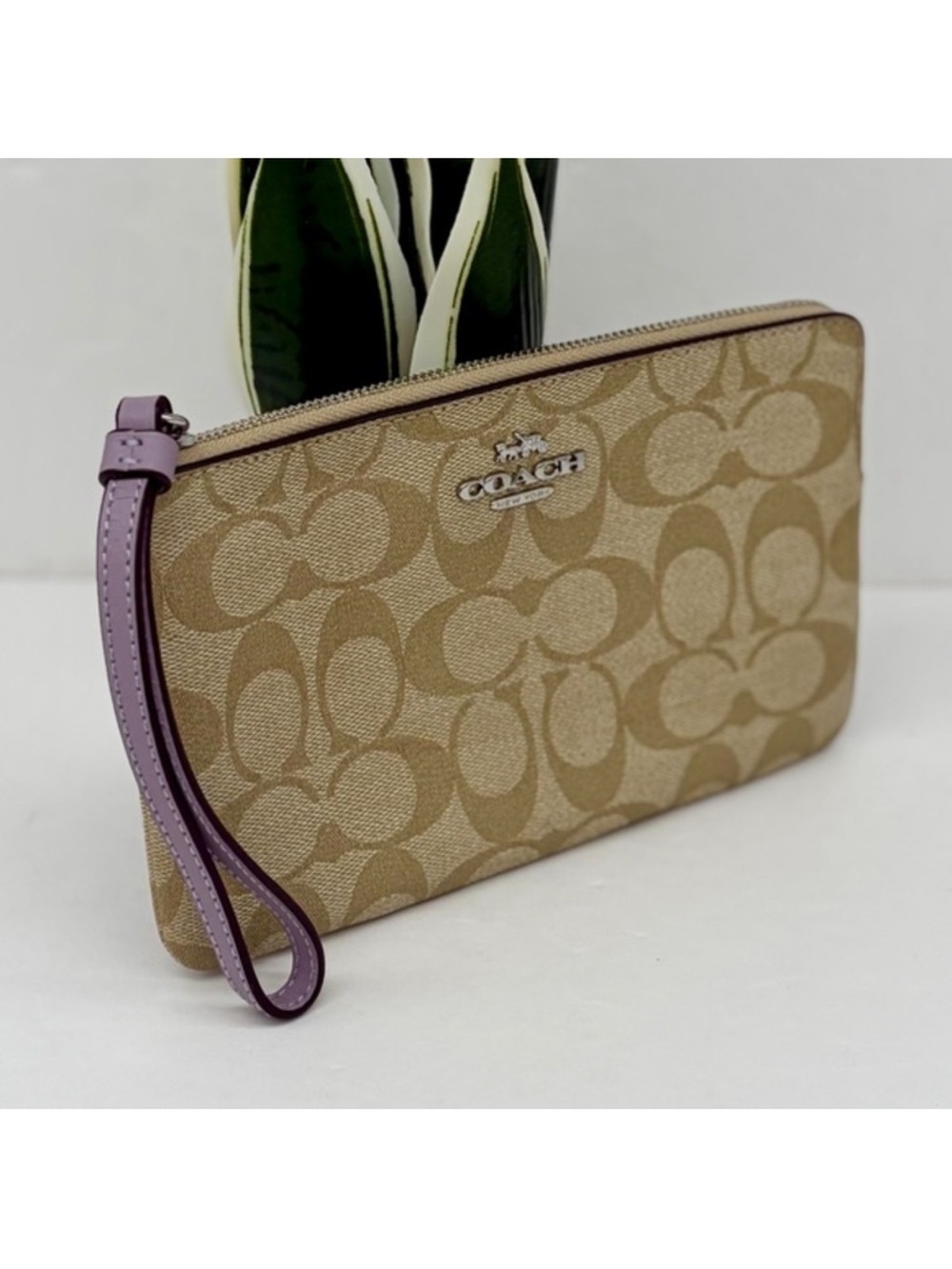 Coach Large Corner Zip Wristlet Wallet In Signature Canvas